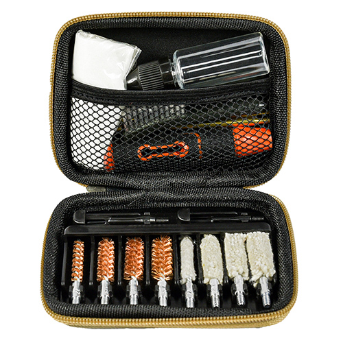 Kit pembersih pistol mencakup 4 ukuran (.22, 9mm, .40, .45cal.).